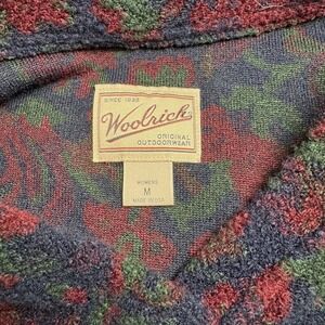 Woolrich Vintage 90s Womens M Floral Paisley Tapestry V-Neck Sweater Made in USA